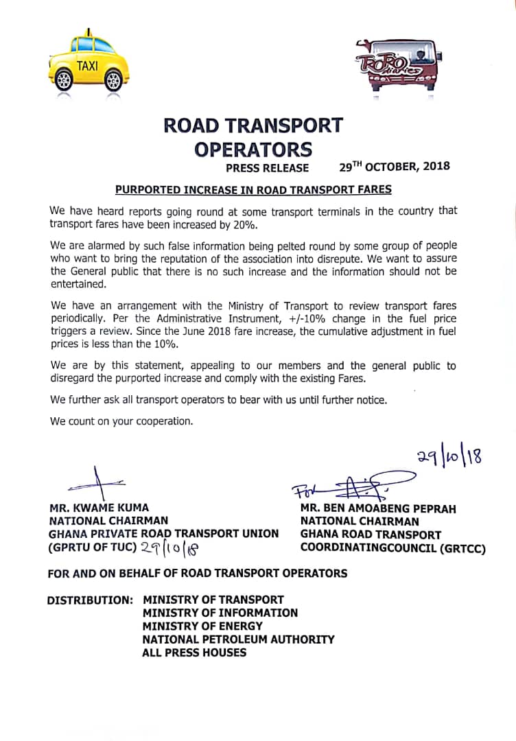 No increment in road transport fares -transport unions declare